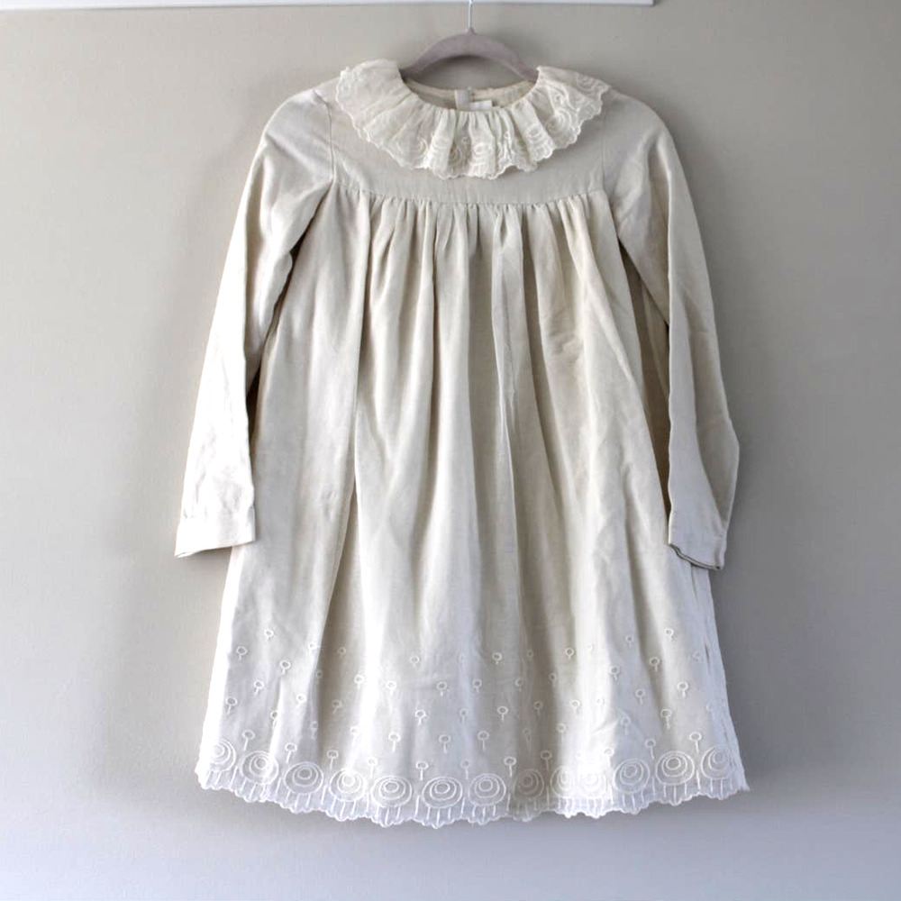 NWT Bonpoint Couture Girl's Jamelia Wool Cotton Blend Long‎ Sleeve Dress Cream